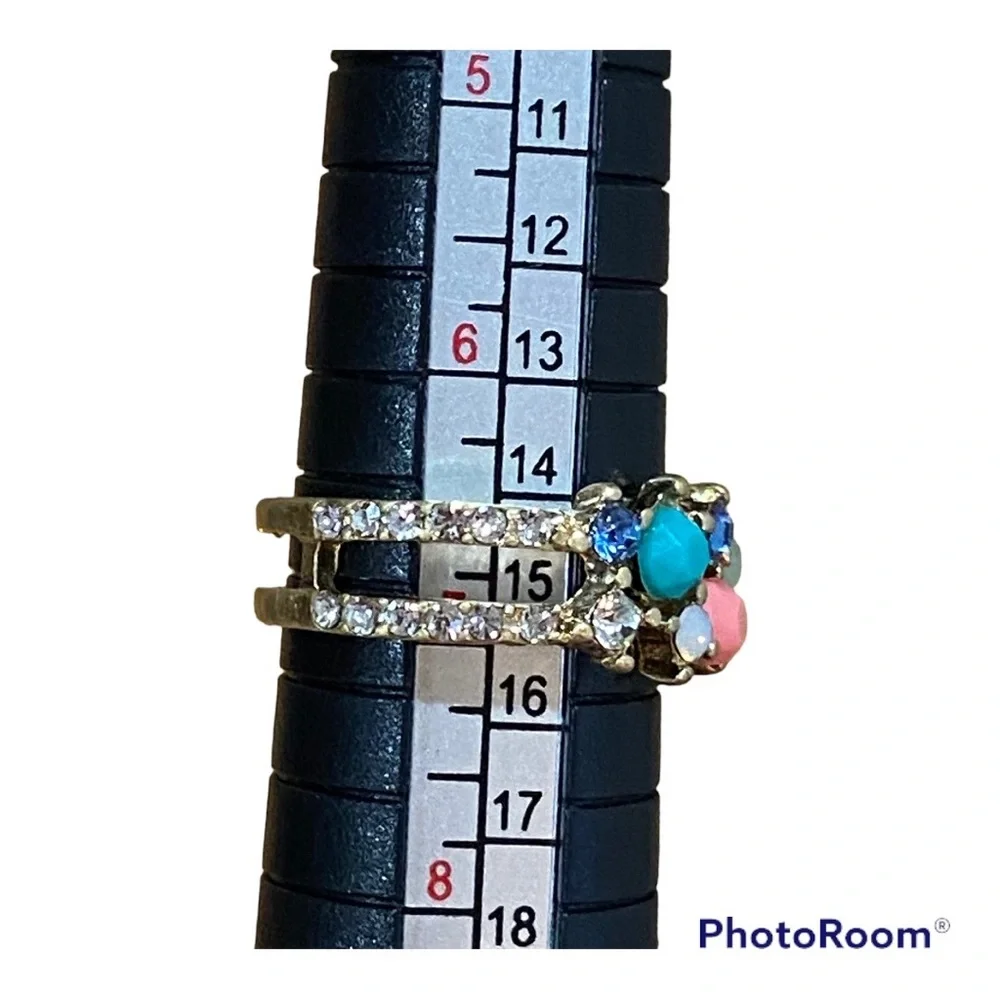 Multicolor stones and crystals ring - Picture 11 of 11